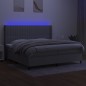 Letto a Molle Materasso e LED Grigio Chiaro 200x200 cm Tessuto Letto a Molle Materasso e LED Grigio Chiaro 200x200 cm Tessuto