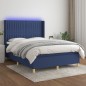 Letto a Molle con Materasso e LED Blu 140x190 cm in Tessuto Letto a Molle con Materasso e LED Blu 140x190 cm in Tessuto