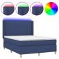 Letto a Molle con Materasso e LED Blu 140x190 cm in Tessuto Letto a Molle con Materasso e LED Blu 140x190 cm in Tessuto