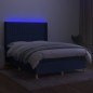 Letto a Molle con Materasso e LED Blu 140x190 cm in Tessuto Letto a Molle con Materasso e LED Blu 140x190 cm in Tessuto