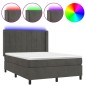 Letto a Molle con Materasso e LED Grigio Scuro 140x200 cm Letto a Molle con Materasso e LED Grigio Scuro 140x200 cm