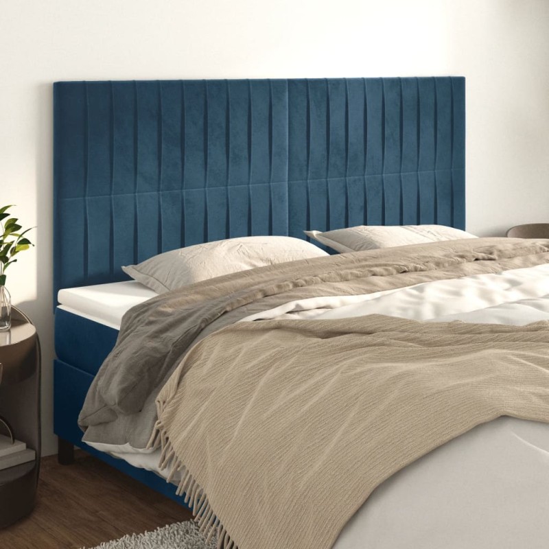 Testiere 4 pz Blu Scuro 100x5x78/88 cm in Velluto Testiere 4 pz Blu Scuro 100x5x78/88 cm in Velluto
