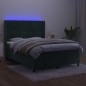Letto a Molle con Materasso e LED Verde Scuro 140x200cm Velluto Letto a Molle con Materasso e LED Verde Scuro 140x200cm Velluto