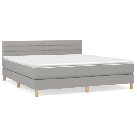 Giroletto a Molle con Materasso Grigio Chiaro160x200 cm Tessuto