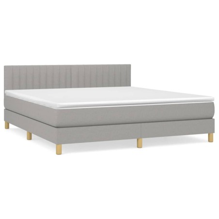 Giroletto a Molle con Materasso Grigio Chiaro160x200 cm Tessuto