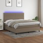 Letto a Molle con Materasso e LED Tortora 160x200 cm in Tessuto Letto a Molle con Materasso e LED Tortora 160x200 cm in Tessuto