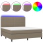 Letto a Molle con Materasso e LED Tortora 160x200 cm in Tessuto Letto a Molle con Materasso e LED Tortora 160x200 cm in Tessuto