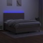 Letto a Molle con Materasso e LED Tortora 160x200 cm in Tessuto Letto a Molle con Materasso e LED Tortora 160x200 cm in Tessuto