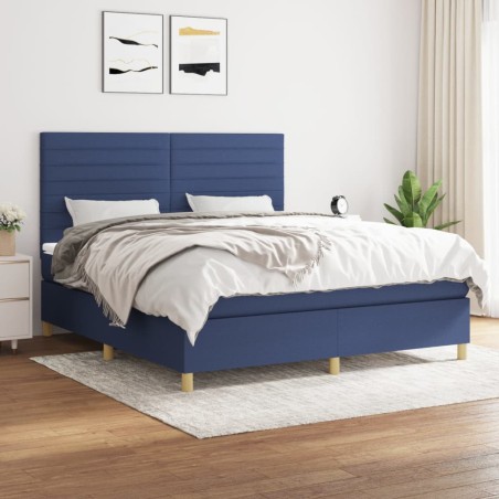 Giroletto a Molle con Materasso Blu 160x200 cm in Tessuto