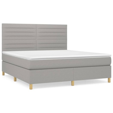 Giroletto a Molle con Materasso Grigio Chiaro160x200 cm Tessuto