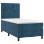 Giroletto a Molle con Materasso Blu Scuro 80x200 cm in Velluto