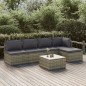 Set Divani da Giardino 6 pz con Cuscini in Polyrattan Grigio Set Divani da Giardino 6 pz con Cuscini in Polyrattan Grigio