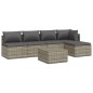 Set Divani da Giardino 6 pz con Cuscini in Polyrattan Grigio Set Divani da Giardino 6 pz con Cuscini in Polyrattan Grigio