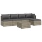 Set Divani da Giardino 6 pz con Cuscini in Polyrattan Grigio Set Divani da Giardino 6 pz con Cuscini in Polyrattan Grigio