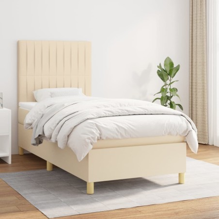 Giroletto a Molle con Materasso Crema 100x200 cm in Tessuto