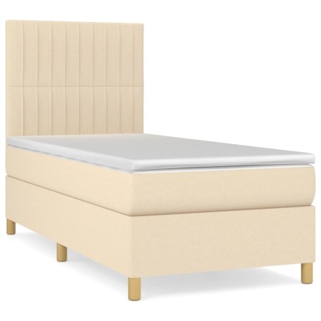 Giroletto a Molle con Materasso Crema 100x200 cm in Tessuto