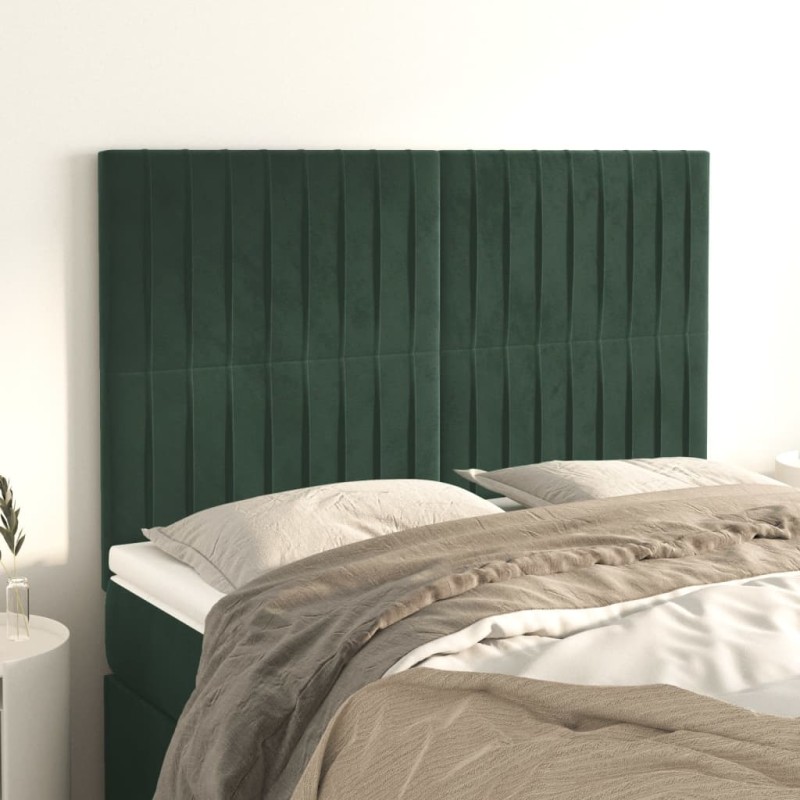 Testiere 4 pz Verde Scuro 72x5x78/88 cm in Velluto Testiere 4 pz Verde Scuro 72x5x78/88 cm in Velluto