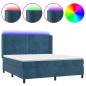 Letto a Molle con Materasso e LED Blu Scuro 160x200 cm Letto a Molle con Materasso e LED Blu Scuro 160x200 cm