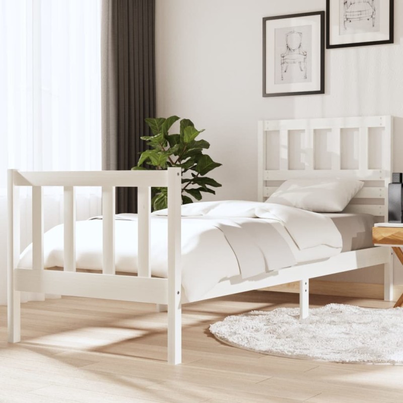 Giroletto Bianco 75x190 cm Small Single in Legno Massello Giroletto Bianco 75x190 cm Small Single in Legno Massello