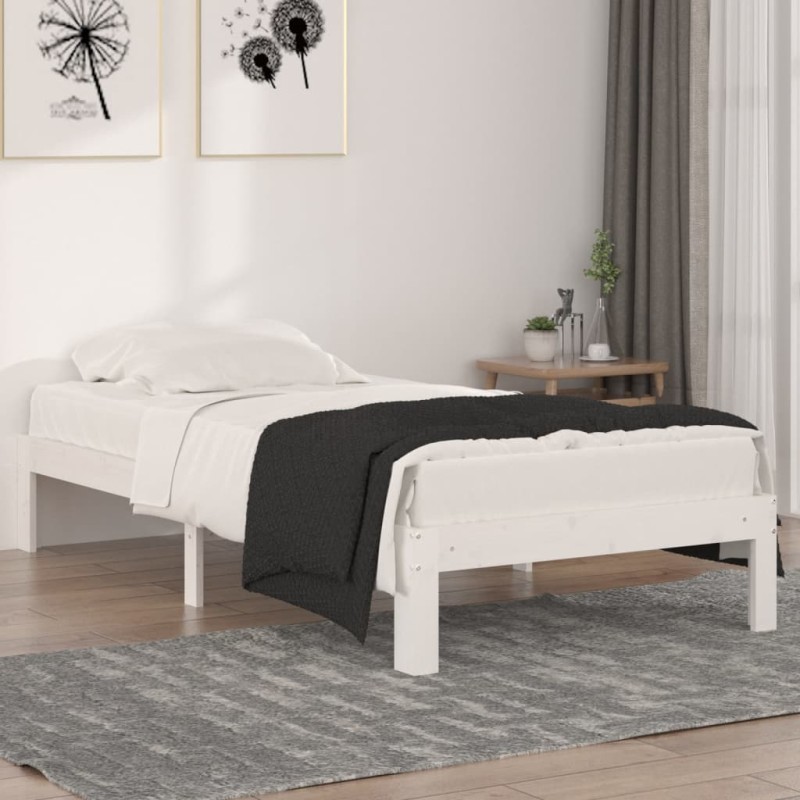 Giroletto Bianco in Legno Massello 90x190 cm Single Giroletto Bianco in Legno Massello 90x190 cm Single