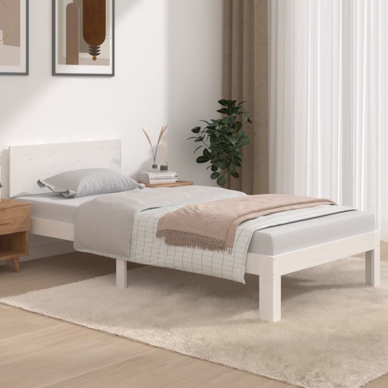 Giroletto Bianco in Legno Massello 90x190 cm Single Giroletto Bianco in Legno Massello 90x190 cm Single