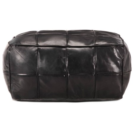 Pouf Nero 60x60x30 cm in Vera Pelle di Capra