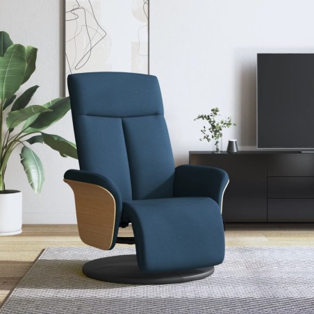 Poltrona Reclinabile con Poggiapiedi Blu in Tessuto