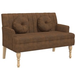 Panca con Cuscini Marrone 113x64,5x75,5 cm in Scamosciato