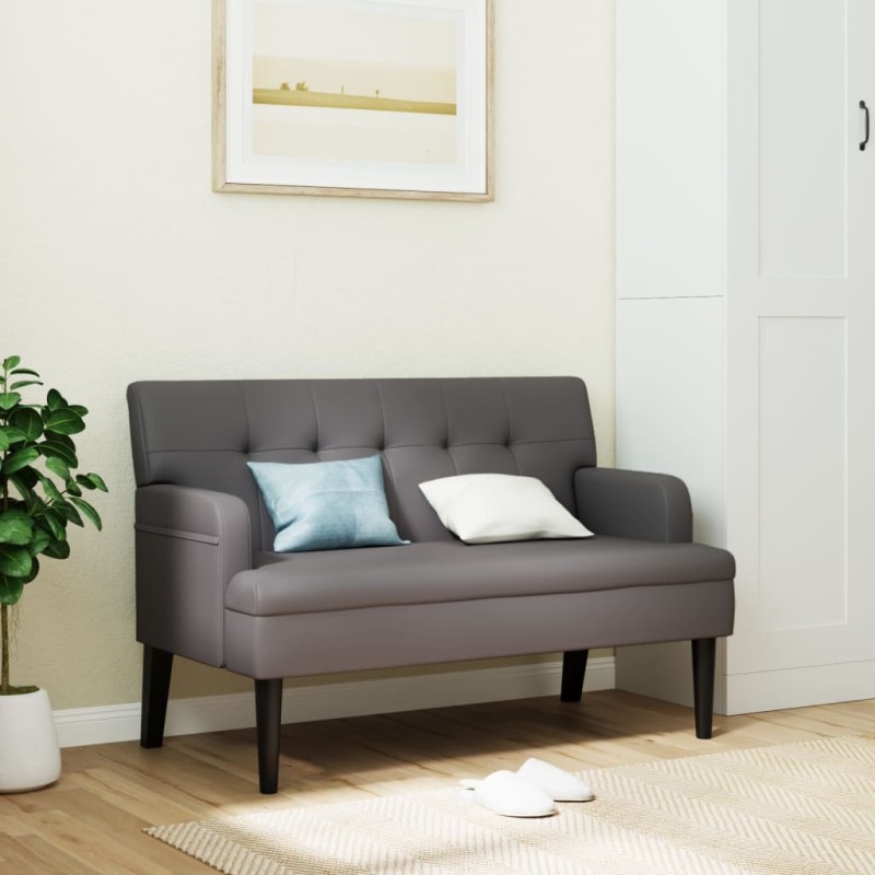 Panca con Schienale Grigia 112x65,5x75 cm in Similpelle Panca con Schienale Grigia 112x65,5x75 cm in Similpelle
