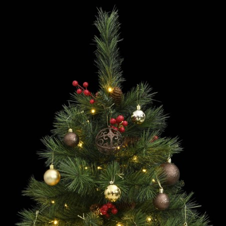 Albero Natale Incernierato con 150 LED e Palline 120 cm