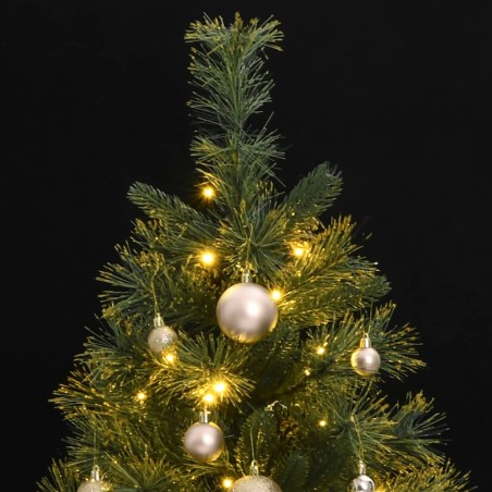 Albero Natale Incernierato con 150 LED e Palline 120 cm