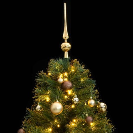 Albero Natale Incernierato con 150 LED e Palline 120 cm