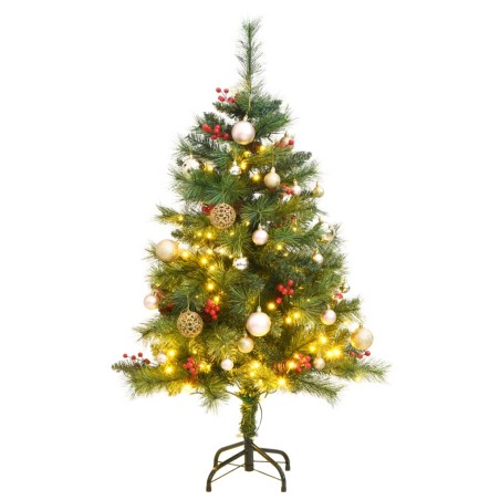 Albero Natale Incernierato con 150 LED e Palline 120 cm