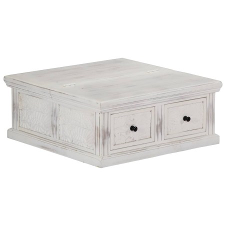 Tavolino da Caffè Bianco 70x70x30 cm in Legno Massello di Mango