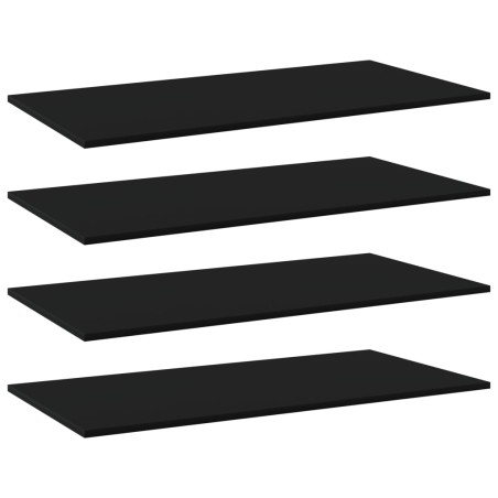 Ripiani per Libreria 4pz Neri 80x30x1,5cm in Legno Multistrato