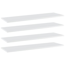 Ripiani per Libreria 4pz Bianco Lucido 100x30x1,5cm Multistrato