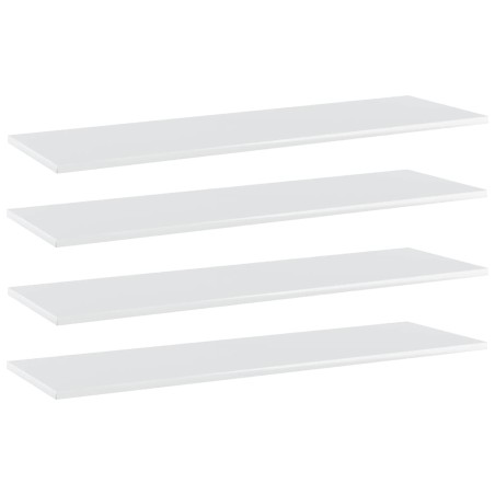 Ripiani per Libreria 4pz Bianco Lucido 100x30x1,5cm Multistrato