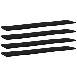 Ripiani per Libreria 4pz Neri 100x20x1,5cm in Legno Multistrato