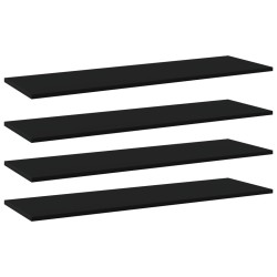 Ripiani per Libreria 4pz Neri 100x30x1,5cm in Legno Multistrato