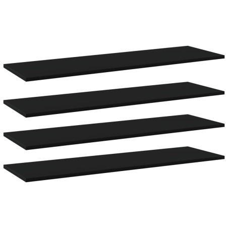 Ripiani per Libreria 4pz Neri 100x30x1,5cm in Legno Multistrato