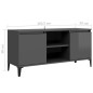 Mobile TV con Gambe in Metallo Grigio Lucido 103,5x35x50 cm Mobile TV con Gambe in Metallo Grigio Lucido 103,5x35x50 cm