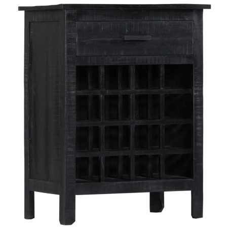 Portavino Nero 56x35x75 cm in Legno Massello di Mango