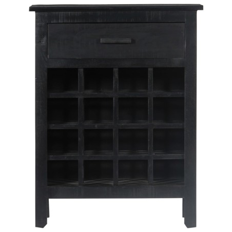 Portavino Nero 56x35x75 cm in Legno Massello di Mango