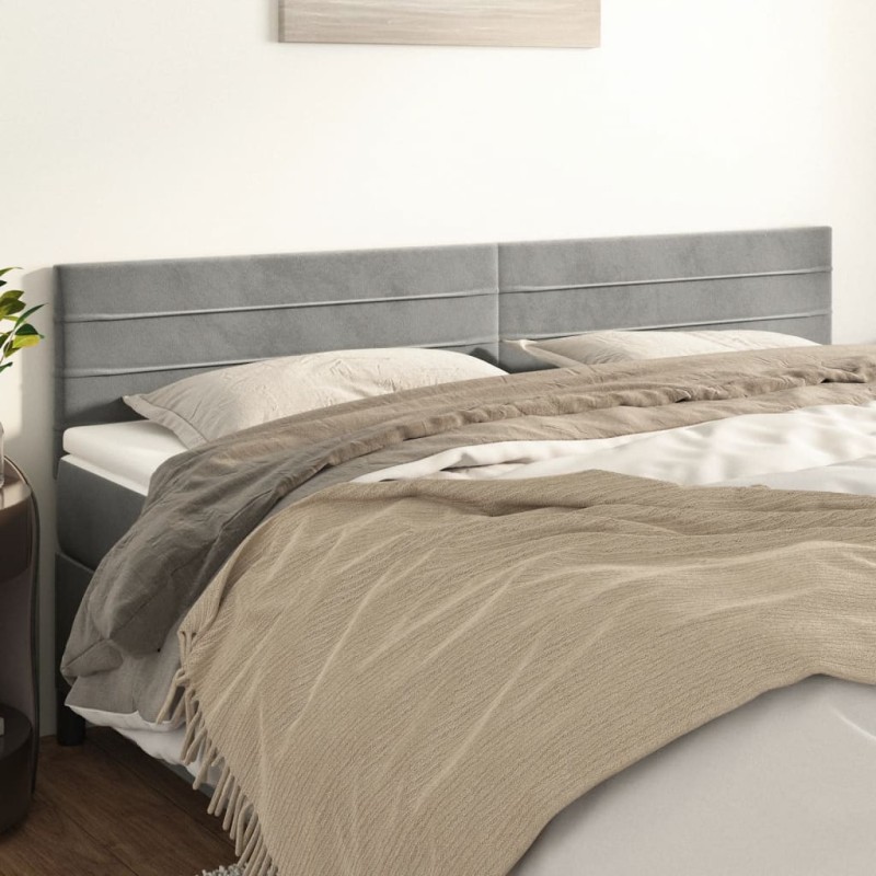 Testiera 2 pz Grigio Chiaro 80x5x78/88 cm in Velluto Testiera 2 pz Grigio Chiaro 80x5x78/88 cm in Velluto