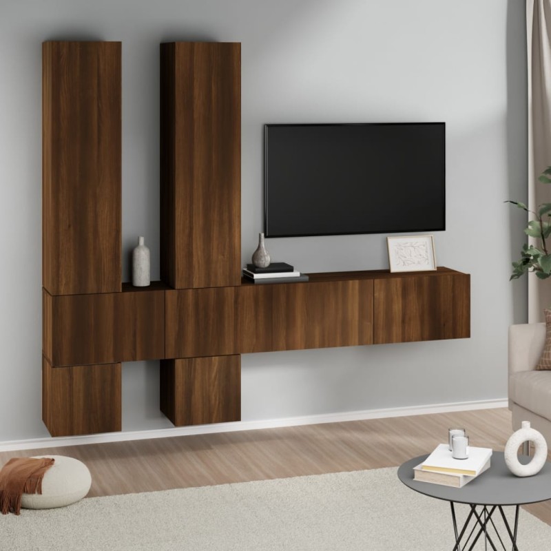 Mobile Porta TV a Parete Rovere Marrone in Legno Multistrato Mobile Porta TV a Parete Rovere Marrone in Legno Multistrato