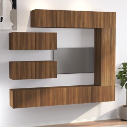 Set Mobili Porta TV 7 pz Rovere Marrone in Legno Multistrato