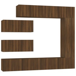 Set Mobili Porta TV 7 pz Rovere Marrone in Legno Multistrato