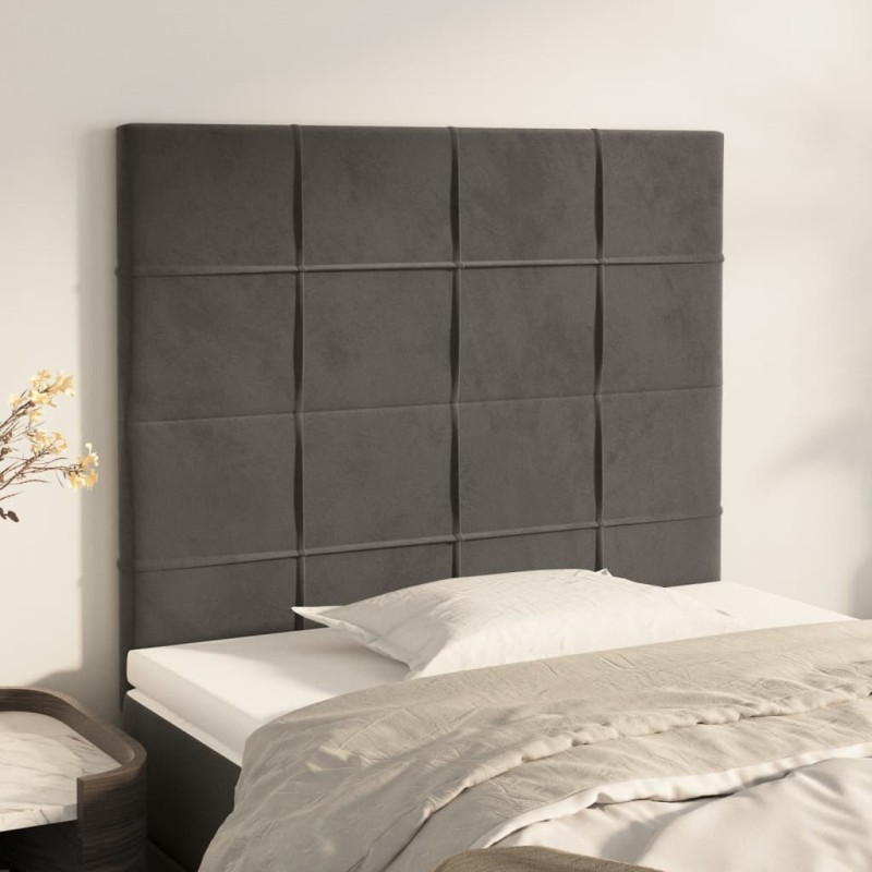 Testiere 2 pz Grigio Scuro 100x5x78/88 cm in Velluto Testiere 2 pz Grigio Scuro 100x5x78/88 cm in Velluto