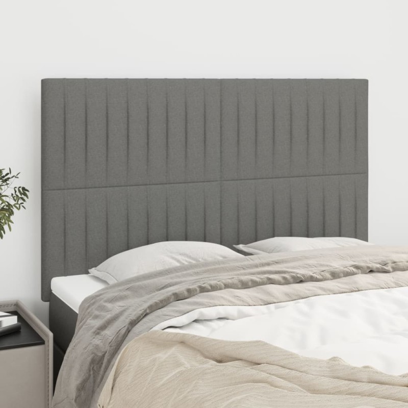 Testiere 4 pz Grigio Scuro 72x5x78/88 cm in Tessuto Testiere 4 pz Grigio Scuro 72x5x78/88 cm in Tessuto