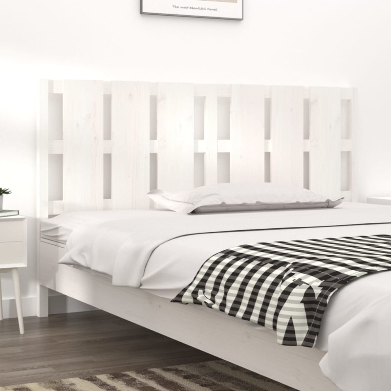 Testiera per Letto Bianca 185,5x4x100 cm Legno Massello di Pino Testiera per Letto Bianca 185,5x4x100 cm Legno Massello di Pino